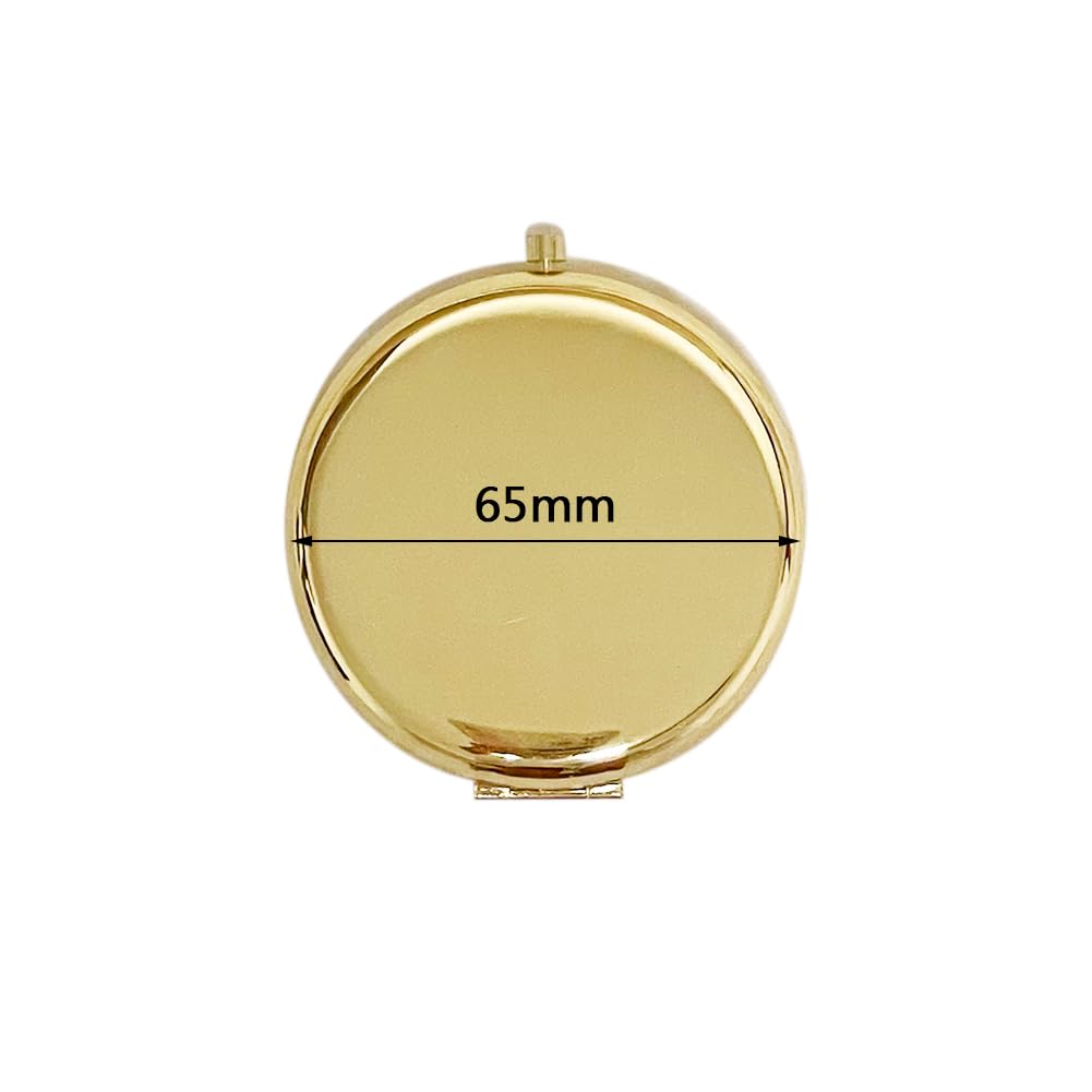 Liujiami 6.5CM Compact Mirror Small Handheld Mirror Portable Double Sided Magnifying Makeup Mirrors Purse Handbag Pocket Mirror Folding Travel Cosmetic Mirror for Women Gold - Image 2