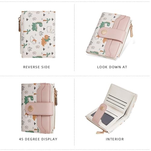 Small Wallet Women RFID Blocking Bifold Compact Credit Card Holder Cute Ladies Purse with Zipper Coin Pocket3