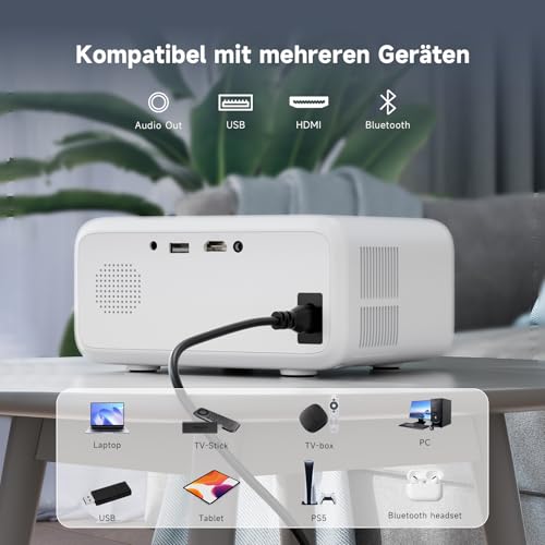 Mini Beamer,VISULAPEX V3PRO Klein Beamer P2P 5G WiFi 12000LM 1080P Unterstützt Mini Projektor Outdoor, Video Projektor für Handy Phone, 50% Zoom Kompatibel mit TV Stick/X-Box/Laptop – Bild 7