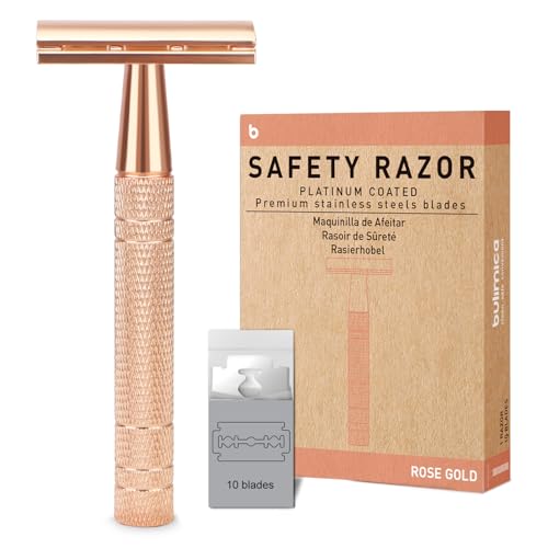 Matte Rose Gold Safety Razor, Single Blade Razors for Women, ...