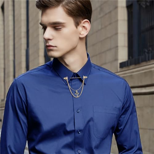 Image of Chain Lapel Pin Collar Bar Tassel Brooch Classic Ball Head Brass Shirt Collar Bar Tie Pins for Men Wedding Business