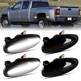Gempro White LED Dually Fender Side Marker Lights for 2001-2014 Chevy Silverado GMC Sierra 2500 3500 Dual Rear Wheel Bed Marker Lamps, Smoked Len 4PCS