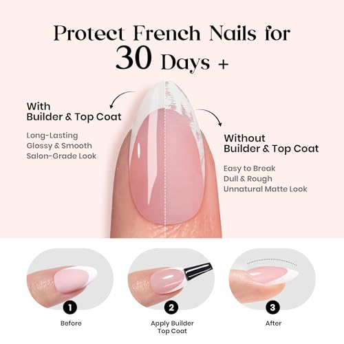 Image of Beetles French Tips Press On Nails - Glow French | Pink Press On Nails Short Square 150 Pcs Fake Nail Tips, Soft Nail Gel False Nails Art DIY Gifts for Women