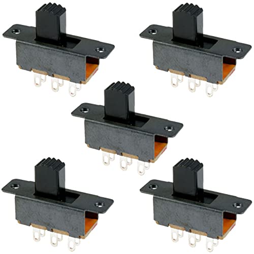INSIGNIA LABS -slide switch mounting switch mini micro electronic switch 6 pins 2 positions tansverse handle switch PACK of 5,Yellow