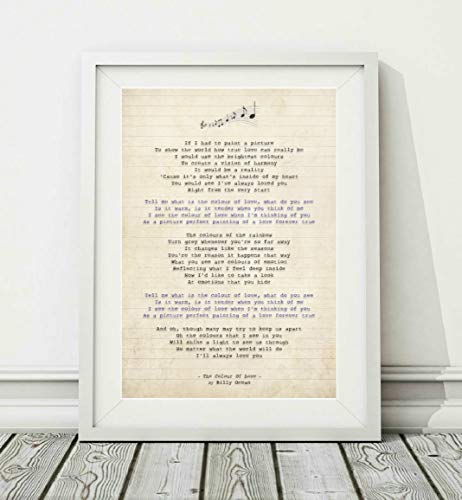 Didymus Co Billy Ocean – The Colour Of Love – Poster artistico canzone Lyric (UNFRAMED) – Taglie A4 A3, A4