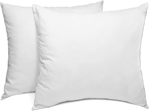 Sleep Restoration Insertos de almohada, juego de 2, 12 x 12 pulgadas, blanco, cojín cuadrado para sofá, cama, sala de estar, exterior, almohadas