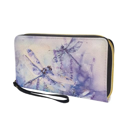 Vintage Dragonfly Wallet for Women Large Capacity Credit Card Holder Wallets with RFID Blocking Zipper Long Purse3
