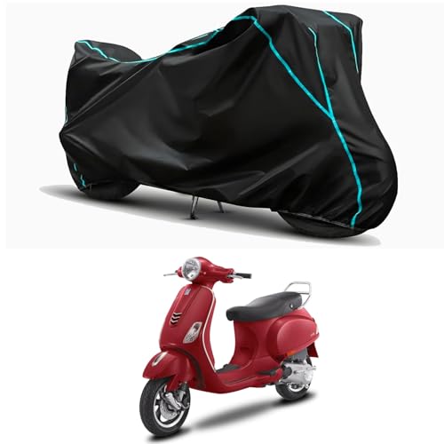 Image of Waterproof Bike Body Cover Compatible for | Vespa SXL 125 | Taffeta Fabric, Sky Piping Design, Bottom Elastic Fit | Dustproof, Sun UV & Rain Protection for All Weather.