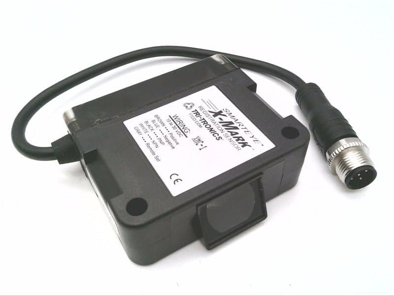TRI-TRONICS XMC-1 10-30 VDC, 6 INCH Cable Length, Glass Lens, M12 Pigtail Connector, NPN/PNP Output, Registration Sensor, SMARTEYE X-Mark, White LED