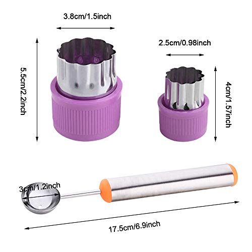 Timgou 12 Pcs Vegetable Fruit Cutter Shapes Set With Melon Baller Scoop And Cleaning Brush, Mini Pie Cookie Stamps Mold For Kids Crafts Baking And Food Supplement Tools For Kitchen-Purple #TOP2