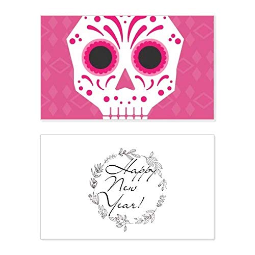 Tarjeta de Año Nuevo con diseño de calavera mexicana Pink Eyes para un regalo especial