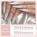 MISUD Press on Nails - Long Stiletto Glue on Nails with Nude Ombre, Acrylic Natural Design 24 pcs