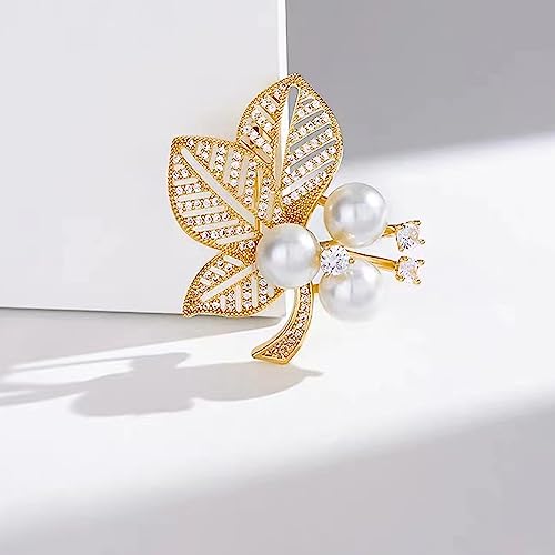 Image of Crystal Pearl Flower Brooches Pins Fashion Beautiful Created Rhinestone Floral Brooch Good Idea for Party Dance Wedding Banquet for Elegant Women Girl