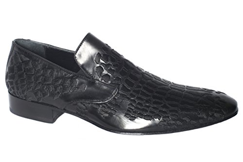 Jo Ghost3484BIS Embroidery Black Leather Slip on Shoes