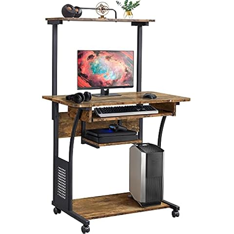 Yaheetech 3 Tier Computer Desk with Printer Shelf Cover