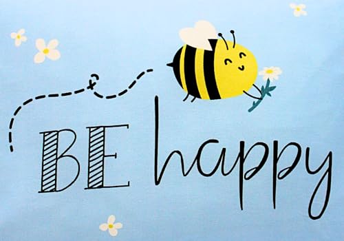 Dekohelden24 Zierkissen - Kuschel Kissen mit Biene/Dekokissen - Kopfkissen - BE Happy - L/B/H ca. 40 x 13 x 23 cm, 100% Baumwolle.