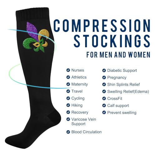 Image of Wusikd Heartbeat Symbol Compression Socks for Women and Men Circulation Black Long Socks for Athletic Running 1