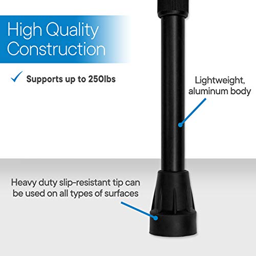 RMS Walking Cane - Adjustable Walking Stick - Lightweight Aluminum Offset Cane with Ergonomic Handle and Wrist Strap - Ideal Daily Living Aid for Limited Mobility - Image 6