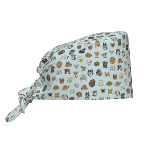 Image of Surgical Caps Men Women, Scrub Cap with Sweatband Adjustable | Tie Back Nurse Cap, Nursing Breathable Working Hat, Scrub Cap, Medical Hats