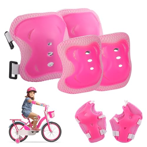 UKOFEW Protection Roller Enfant,Kit de Protection pour Patins à roulettes vec Genouillères 6 en 1,Coudières et Protège-Poignets pour Le Patinage à roulettes,Planche...