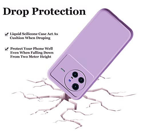 Image of A rtistque Liquid Silicone Flexible with Camera Protection Soft Back Cover Case for Vivo X80 - Purple