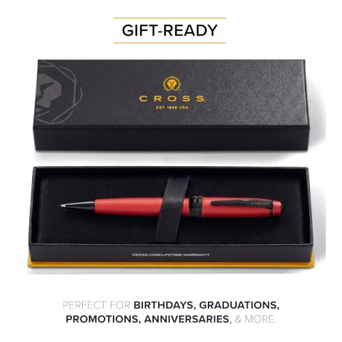 Image of Cross Bailey Matte Red Lacquer Ballpoint Pen - Refillable Pen for Long-Lasting Use - Smooth Writing - Comfortable Grip - Stylish Distinctive Look - Black Ink - Corporate Gifts