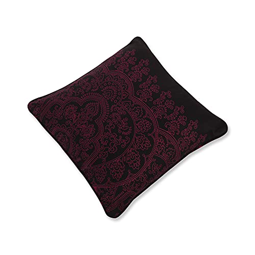 Image of Swayam Set of 2 Ethnic Motifs Cotton Magenta Cushion Cover | 20 x 20 Inch | Soft Breathable Fabric with Hidden Zipper | Decorative & Stylish Cushion Covers for Sofa, Living Room, Bedroom & Couch