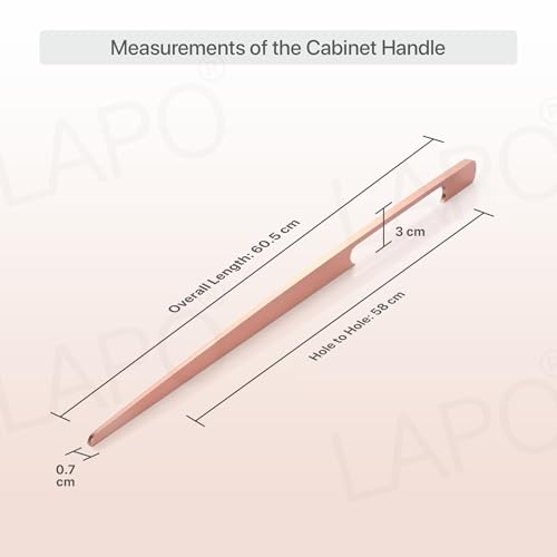 Image of LAPO 24 Inch Handles Set for Home, Pull Handles for Drawer and Cupboard Doors, Comfortable Hand Hold, Corrosion Resistant Body, Hole to Hole Size 58 cm, Fast Fit Design (Rose Gold, Pack of 2)