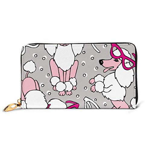 Preisvergleich Produktbild JHGFG Mode Handtasche Reißverschluss Brieftasche Muster Pudel Brille Rosa Schwarz Telefon Kupplung Geldbörse Abendkupplung Blockieren Leder Brieftasche Multi Card Organizer