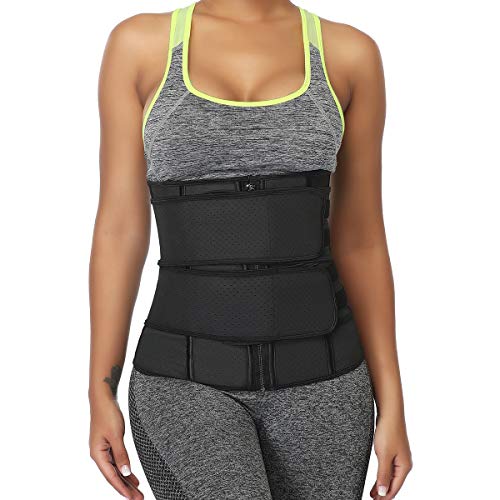 SLIMBELLE Women Latex Waist Training Cincher Underbust Corset Body Shaper Waist Trainer Tummy Control Trimmer Belt Black 2XL
