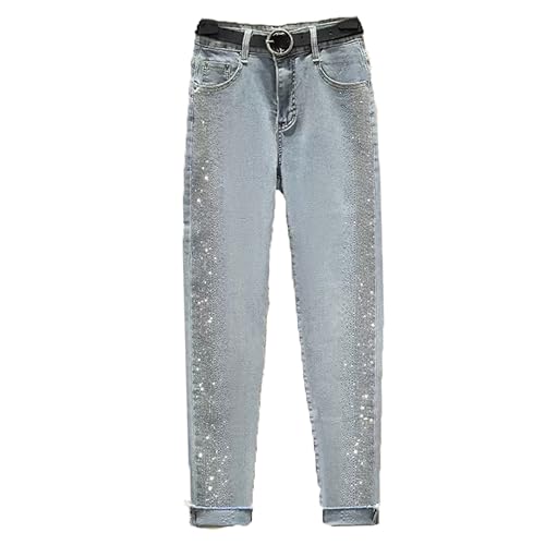 Vogrtcc Damen-Jeans Mit Hoher Taille Schmaler Passform Röhrenjeans...