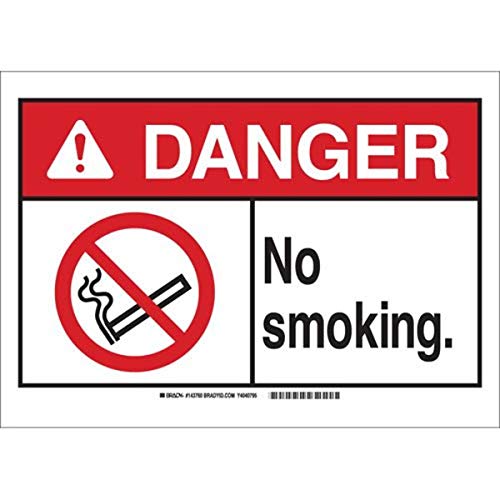 Panneau Danger No Smoking Brady 143762 en fibre de verre de 25,4 x 35,6 cm