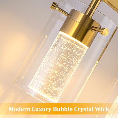 Image of 5-Light Gold Vanity Light with 3 Color Modes (3000K /4000K /6000K), Eye Protection LED Bathroom Light Fixture, Dimmable Modern Wall Light Over Mirror with Clear Glass Shade