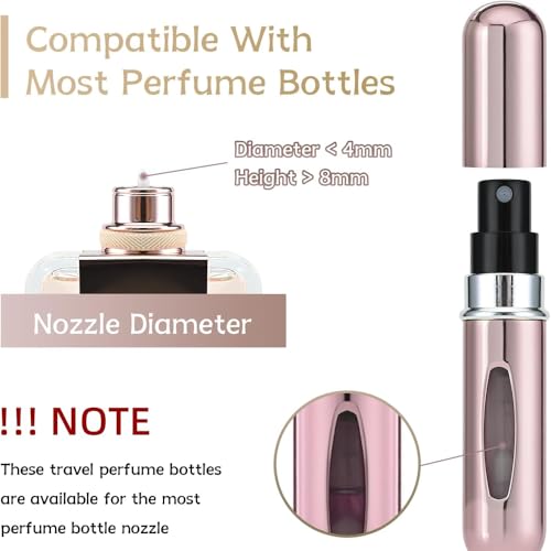 GüncelÇarşı 5 ADET Mini Cep Parfüm Şişesi, Dolabilir Taşınabilir Atomizer Parfüm, Koku, Kolonya Şişesi