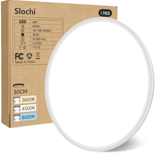 slochi Deckenlampe LED Deckenleuchte Flach, Ø50CM 3Farben 46W 4600LM Weiß – Ansicht 1