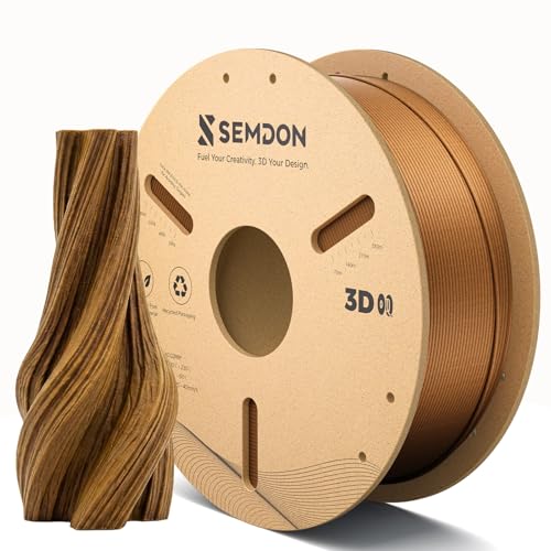 Image of Wood 3D Printer Filament Walnut Wood PLA Filament 1.75mm+ /-0.02mm | Wood PLA Filament with Real Wood Fiber Texture Filament Fits for Most FDM 3D Printers,1KG Spool(2.2lbs)