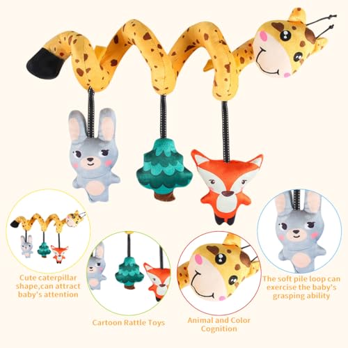 Image of SNOWIE SOFT Giraffe Stroller Soft Plush Toys for 6 Month Old Baby Spiral Colorful Sensory Toy Interactive Cartoon Stuffed Plush Baby Toys for 6 to 12 Months Crib Ornament