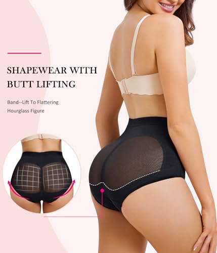 Image of Nebility 2 Piece Tummy Control Shapewear Butt Lifting Underwear for Women Lower Belly Waist Trainer Seamless Faja Body Shaper