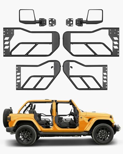 VEVOR Jeep Tube Doors 4-Door Adventure Style Jeep Tubular Door with DOT Certified Rear View Mirrors Jeep Doors with Rear Mirrors for 2018-2026 Jeep Wrangler JL & 2020-2026 Jeep Gladiator JT