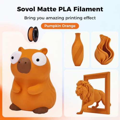 Image of Sovol 3D Printer Matte PLA Filament 1.75mm 1KG (2.2lbs), Pumpkin Orange