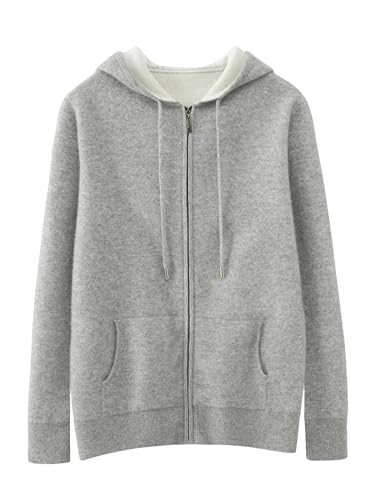 Men's Cashmere Hooded Sweater Winter Warm Merino Wool Pullover Long Sleeve Loose Fit Casual Top