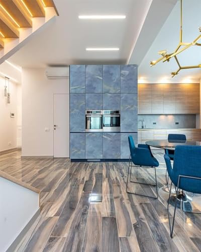Image of Marble Self Adhesive Wallpaper 60x200cm Waterproof & Oilproof Kitchen Cabinet Sticker (Blue)