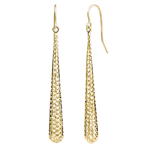 Kooljewelry 10k Yellow or White Gold Perforated Teardrop Circle Cut-outs Dangle Earrings