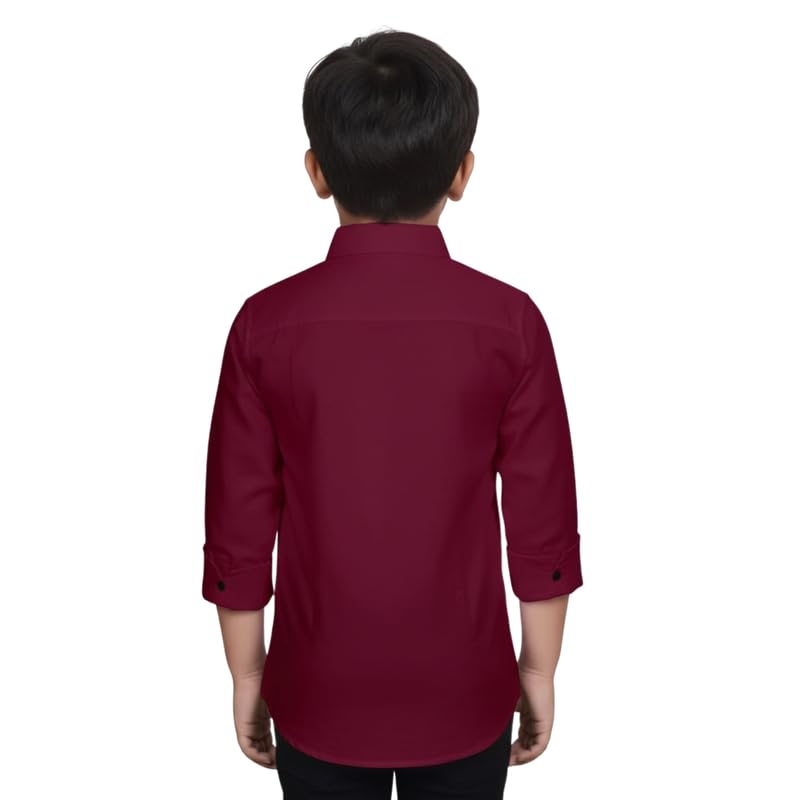 Image of Boys Cotton Blend Solid Full Sleeve Shirt with Spread Collar ? Casual Shirt for Kids