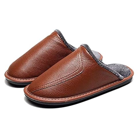 Itoyx Hotel Sandals Cold Man Teens Boys Indoor Winter Slippers Faux Leather Warm Thickened Casual Nonslip Splashproof Home Slippers Cover