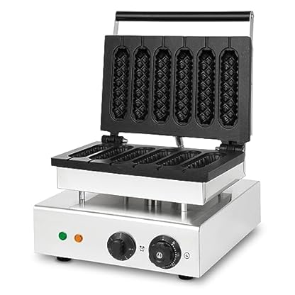 VERTES Waffeleisen am Stiel, 6 Waffeln gleichzeitig, 120 Stück pro Stunde, regelbar 0°-300°C, teflonbeschichtet, Waffel Gusseisen mit Edelstahlgehäuse, Waffle Maker 1550 Watt, Timerfunktion, Kaltgriff – Bild 4