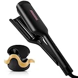 Trademark Beauty Hair Waver - Double Barrel Hair Crimper, Beach Waves Curling Iron, Babe Waves X, Adjustable Temperature Hair Curler, Hair Styling Tools, 1.25' - Black