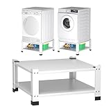 SUPEER Waschmaschinen Untergestell Universaltyp 72x72 cm,Vier Ecken Tragfähigkeit 300kg Max, H=31,5cm Metall Waschmaschine Base Stand für Trockner Base Platform Heavy Duty (2)
