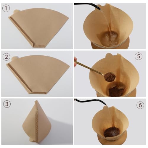 Image of 200 Count #4 Cone Coffee Filters 8-12 Cup Compatible with Ninja Maker | Unbleached, Disposable, Natural Wood Pulp Coffee Filters Compatible with Ninja, Pour Over and Drip Coffee Maker
