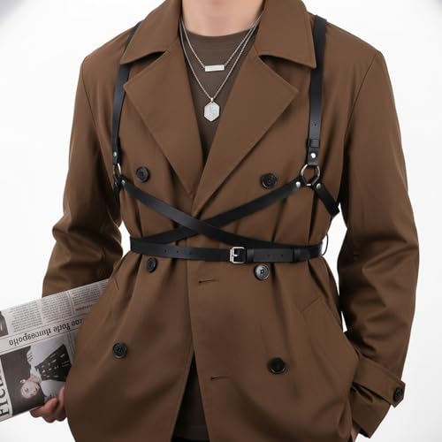 APLZGMG Punk Harness Damen, Gothic Weste Gürtel, Punk Taillengürtel, PU Leder Harness Gürtel, Verstellbare Körperkette Brust Kette für Frauen Mädchen Cosplay Party Rave Outfit Halloween Kostüm